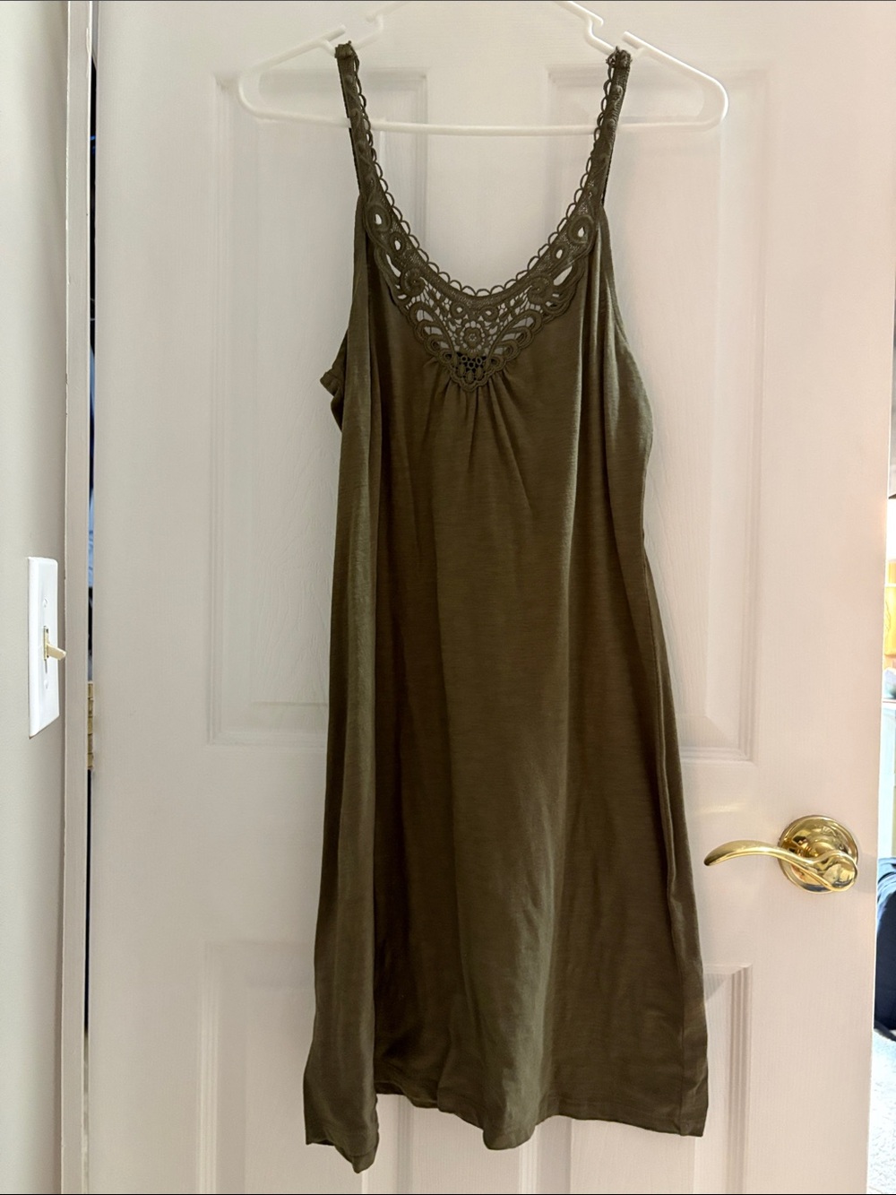 GAP Olive Green Mini Dress with Crochet Trim